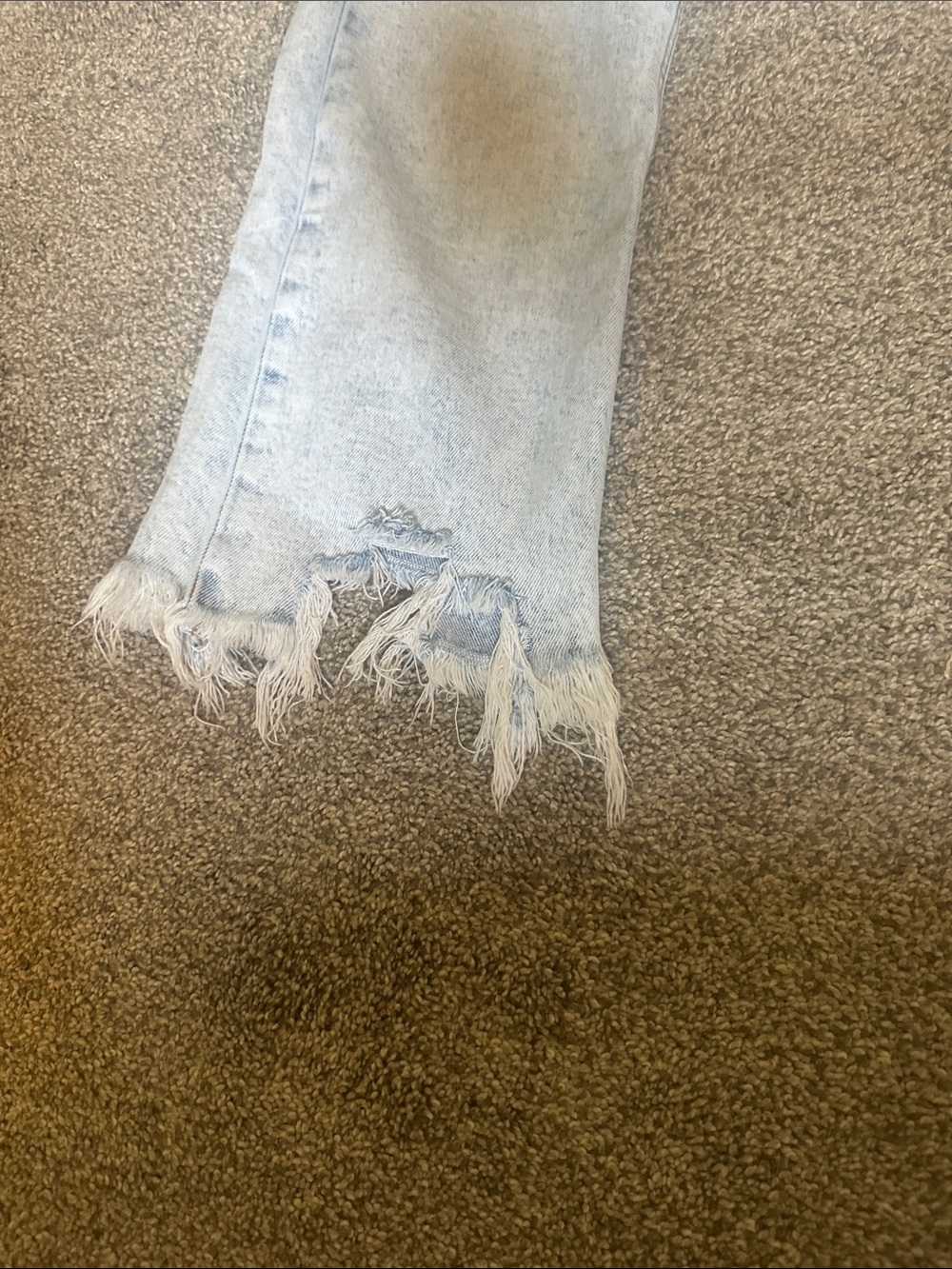 Light Wash Women's Distressed Hem Jeans - Picture 2 of 6